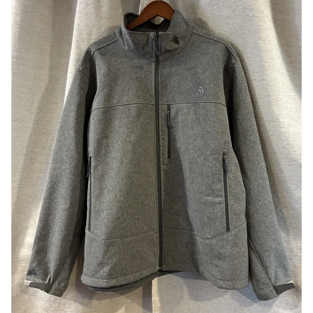 The North Face Jacket Mens XL Gray Apex Bionic Windwall Fleece Lined Coat Zip Up